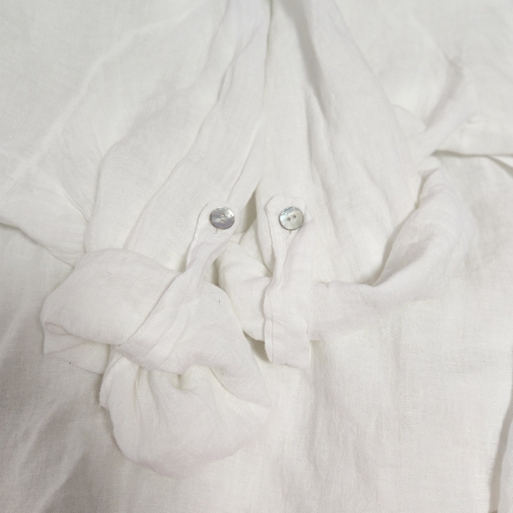 Elegant White Open-Front MARINA GIGLI Linen Cardigan - Picture 6 of 13